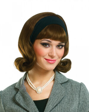 50s Perücke Brünette mit Haarband