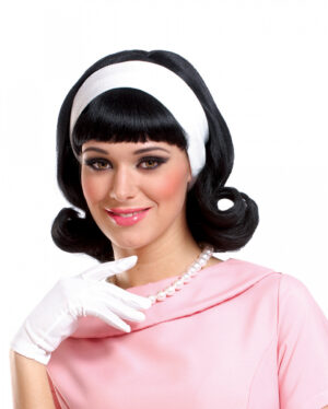 50s Perücke Schwarz mit Haarband