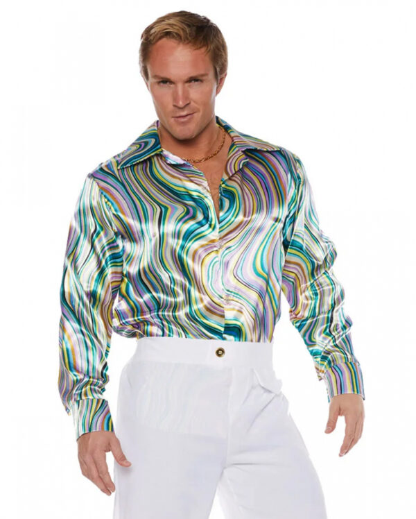 70er Jahre Disco Hemd mit Swirls XXL