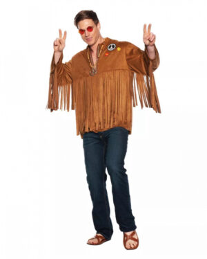 70er Jahre Hippie Fransen Shirt XXL