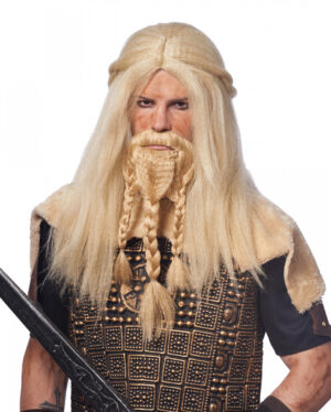 Blonde Vikinger Perücke mit Bart