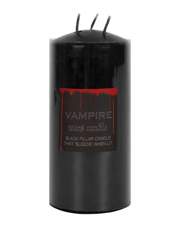 Blutende Schwarze Vampir Stumpenkerze 15cm