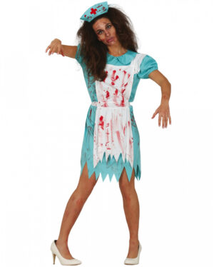 Blutiges Zombie Krankenschwester Kostüm L