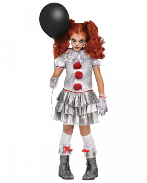 Böses Jahrmarkts Clownmädchen Kinderkostüm XL