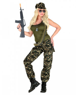 Camouflage Soldatin Kostüm 3-tlg L