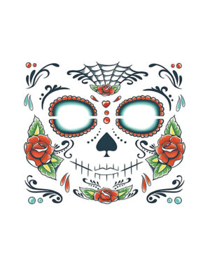 Day of the Dead Skull Face Tattoo