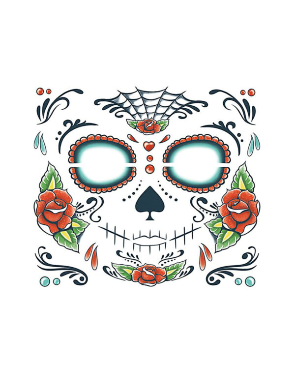 Day of the Dead Skull Face Tattoo