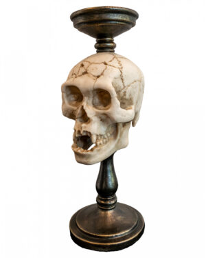 Eleganter Totenkopf Kerzenständer 34cm