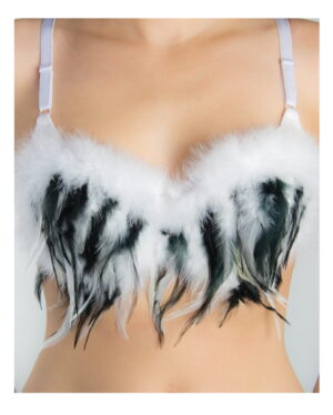 Feder Bustier weiß-schwarz