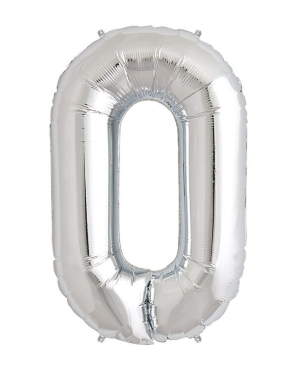 Folienballon Zahl 0 Silber