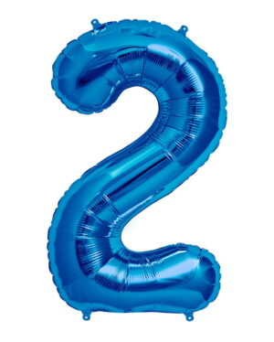 Folienballon Zahl 2 Blau