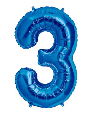 Folienballon Zahl 3 Blau