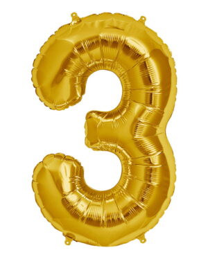 Folienballon Zahl 3 Gold