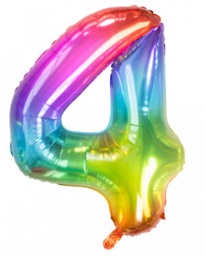 Folienballon Zahl 4 Regenbogen