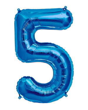 Folienballon Zahl 5 Blau