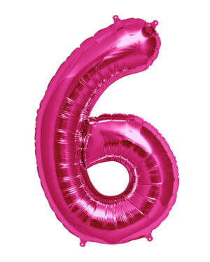Folienballon Zahl 6 Pink