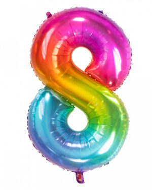 Folienballon Zahl 8 Regenbogen