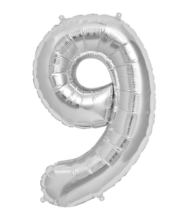 Folienballon Zahl 9 Silber