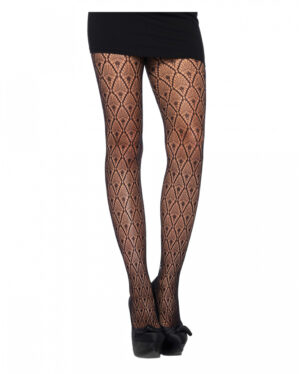 Gemusterte Spitzen Strumpfhose Schwarz