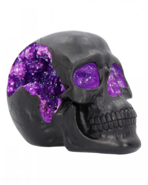 Geode Totenkopf mit Violettem Gothic Glitzer