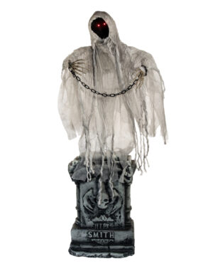 Gesichtsloser Kettengeist Animatronic auf Grabstein 130cm