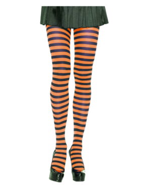 Gestreifte Strumpfhose schwarz-orange