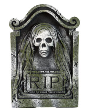 Gothic Grabstein mit Totenkopf Relief 56cm