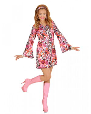 Groovy 70s Minikleid mit Haarband 2XL