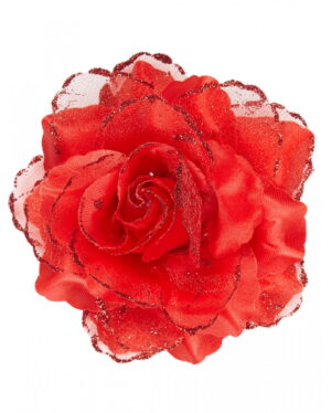 Haarspange rote Glitter-Rose