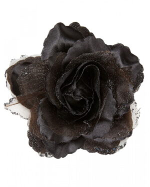 Haarspange schwarze Glitter-Rose