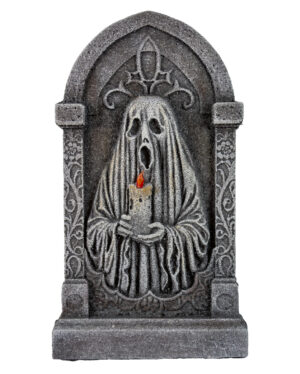 Halloween Grabstein mit Geist & Kerze 53cm