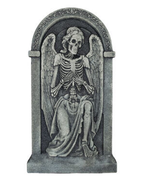 Halloween Grabstein mit Kniehendem Skelett Engel 91cm