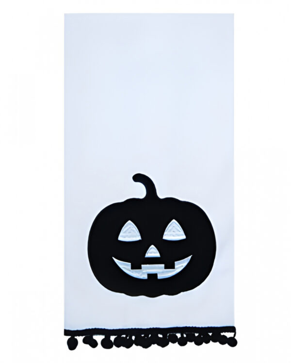 Halloween Kürbis Geschirrtuch Weiß-Schwarz
