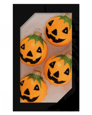 Halloween Kürbis Glitzer Weihnachtskugeln Ø6