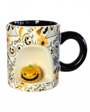 Halloween Kürbis Motiv Tasse mit Mini Kürbis