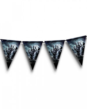 Halloween Zombie Friedhof Wimpel Girlande 3m