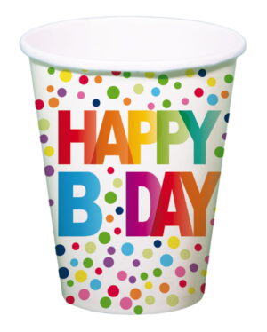 Happy B-Day Pappbecher 8 Stück