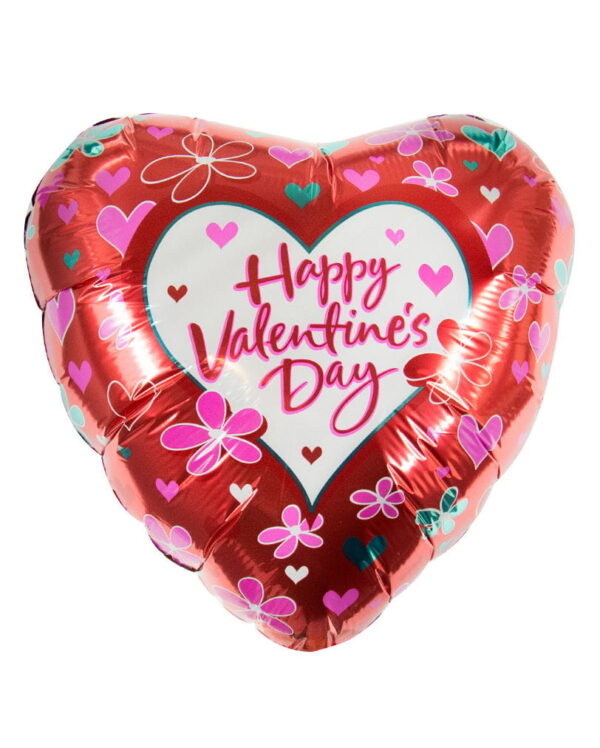 Happy Valentins Day Folienballon mit Blumen