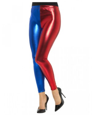 Harlekin Cosplay Leggings rot/blau L