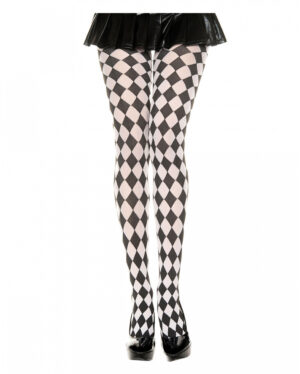 Harlekin Strumpfhose Schwarz-Weiß