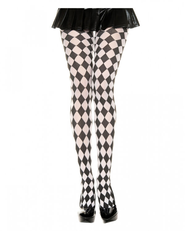 Harlekin Strumpfhose Schwarz-Weiß