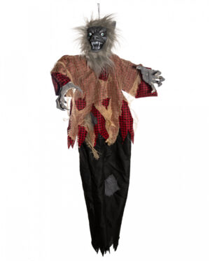 Heulender Werwolf mit Bewegung & Leuchtaugen Hängefigur 120cm