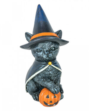 Hexenkatze mit Kürbis Figur 15cm