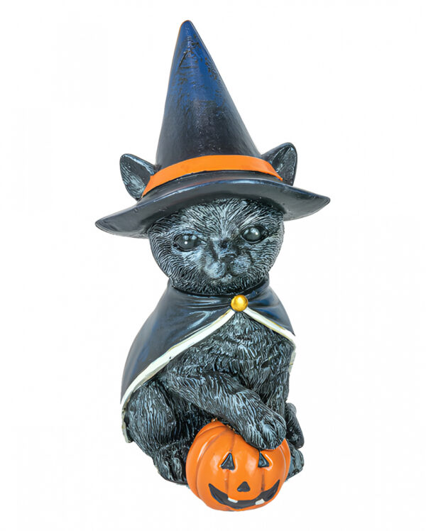 Hexenkatze mit Kürbis Figur 15cm