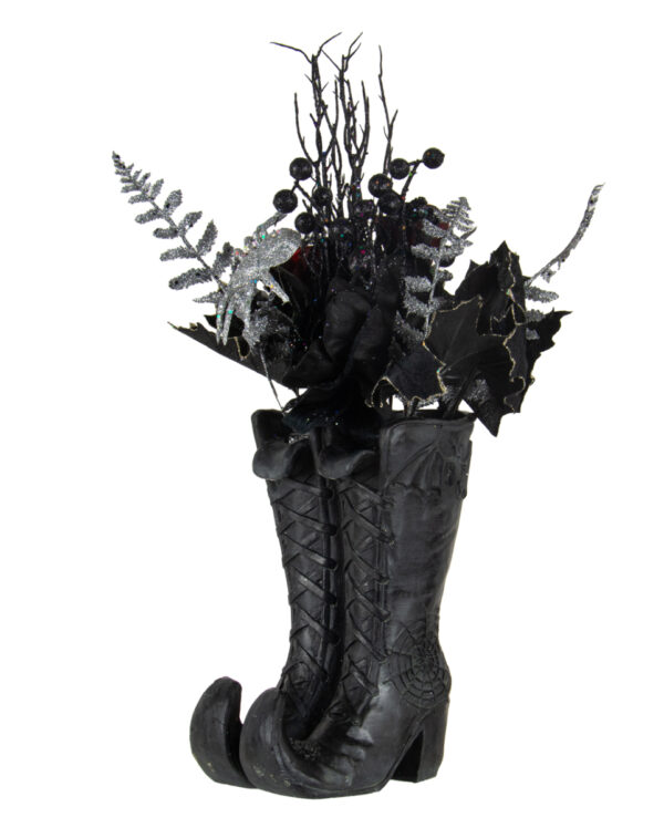Hexenschuhe mit Gothic Glitter Strauß Arrangement 55cm