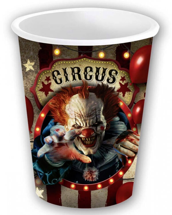 Horrorclown Circus Pappbecher klein 6 St.