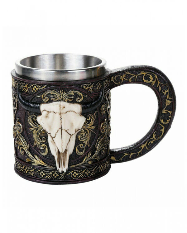 Krug mit Longhorn Stierschädel