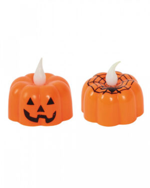 Kürbis LED Teelicht mit Halloween Motiv 1 St.