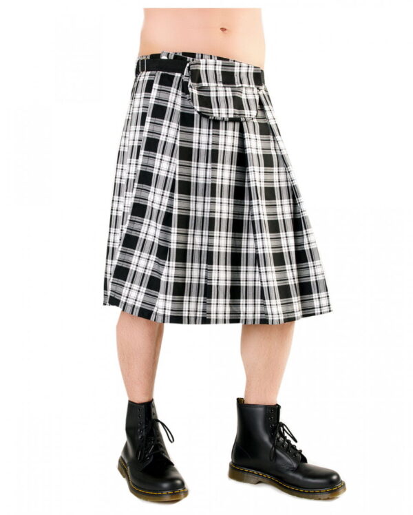 Kurzer Kilt Black Pistol Tartan schwarz/weiß XL