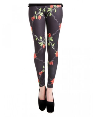 Leggings mit Rosen und Stacheldraht S/M